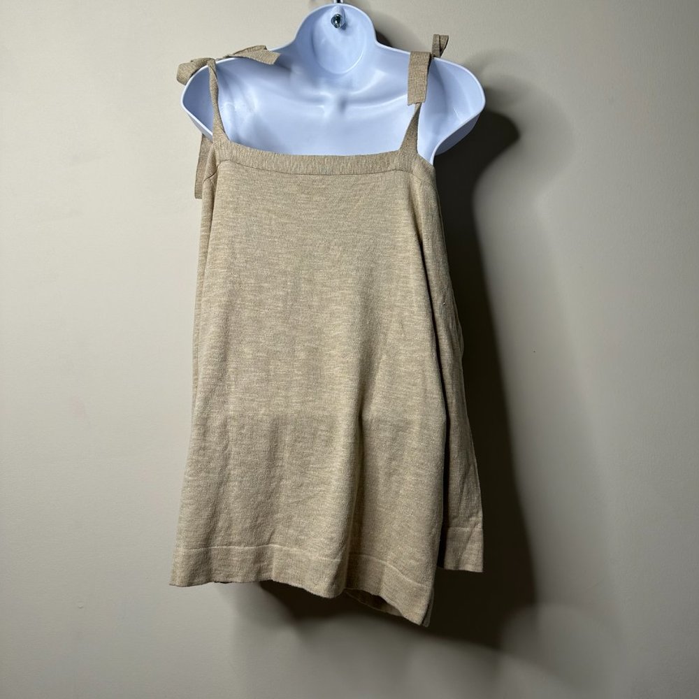 J. Crew Beige Cold Shoulder Top Women's Large NEW - Picture 4 of 5